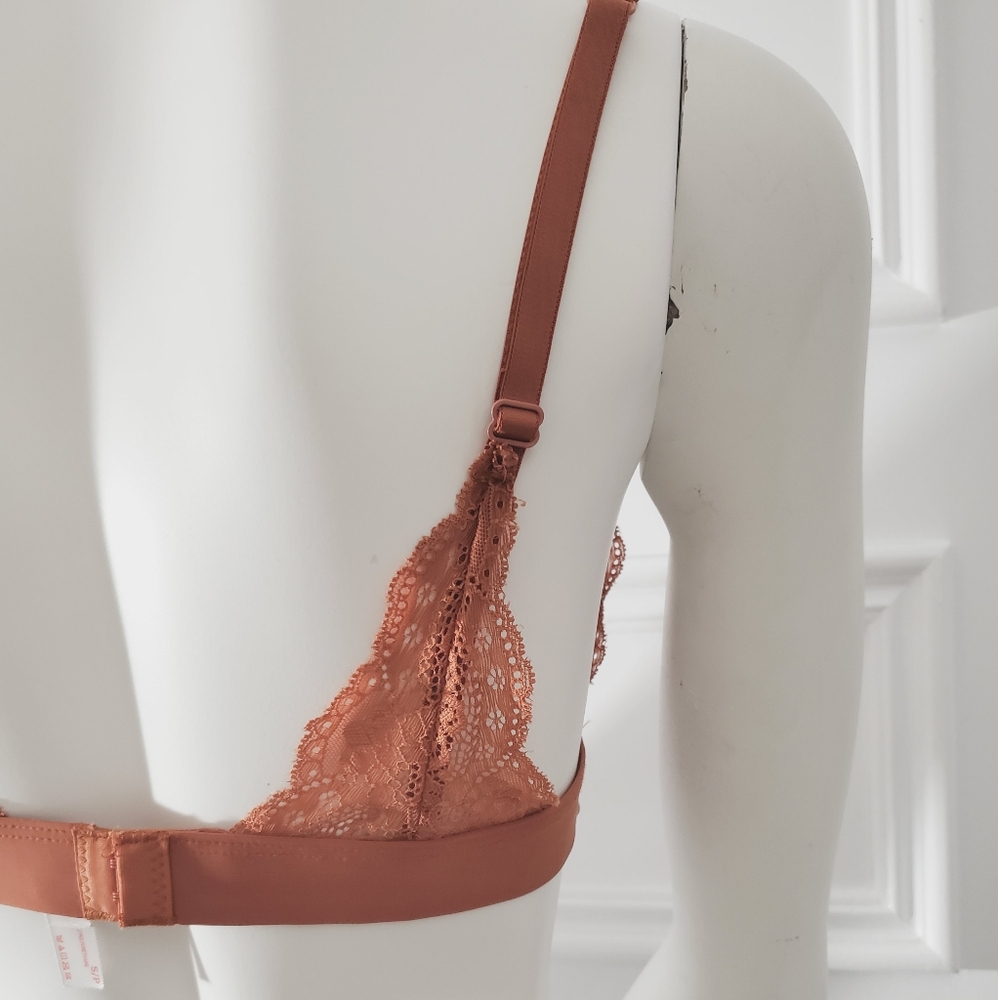 Joe Fresh Limited Edition Rust Orange Lace Bra- Size S- Brand New Never Used View 6